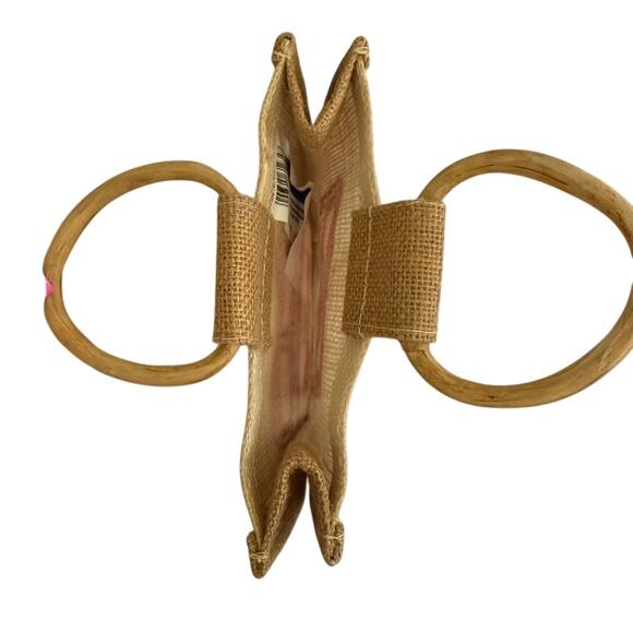 London Double Decker Bus Burlap Mini Bag in Beige - Picture 3 of 3